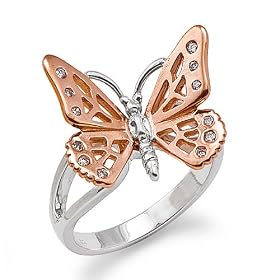 Amazon.com: Butterfly Ring with Diamond in 14K Two Tone Gold: Maui Divers of Hawaii: Jewelry