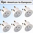American to European Schuko Outlet Plug Adapter - 6 Pack