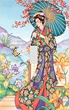 Asian Woman with Parasol Decorative Switchplate Cover