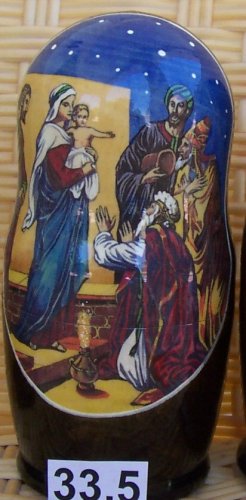 Childrens Toyshop  Toys : Russian Hand Made Nesting Doll Virgin Mary and Three Magi 5 Pcs / 7in Tall Item #33.5