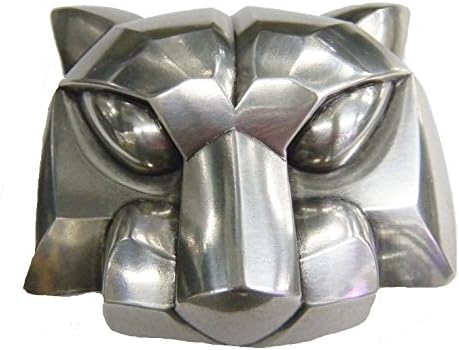Angry Cat Large Belt Buckle Silver Plated