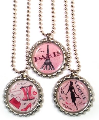 I Love Paris - Flattened Bottlecap Necklaces - Set of 3