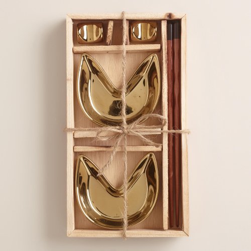 Gold Fortune Cookie 6-piece Boxed Appetizer Set (Gold)