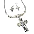 Fabulous Shell Cross Charm Pendant Necklace and Earrings Set Fashion Jewelry