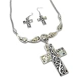 Fabulous Shell Cross Charm Pendant Necklace and Earrings Set Fashion Jewelry