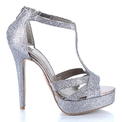 Liliana Gabana-19 Glitter T-Strap Sandal PEWTER