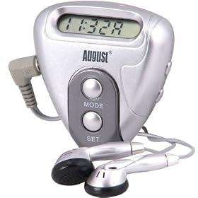 August HPC610S Podom�tre multifonction avec radio FM, compteur de pas, calculateur de distance / calories avec insertion de poids personnel, param�tres de foul�e et montre num�rique - Couleur argent .