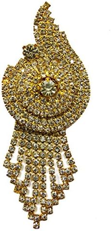 Trinkets Brooches Metal Rhinestones Golden Designer Wedding Dress Applique Patch
