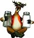 River's Edge Hand Painted Poly Resin Cunning Deer Decked in Hunter's Orange Vest and Camo Hat Salt & Pepper Shaker Set