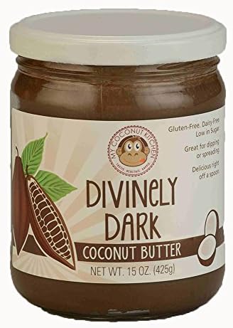 My Coconut Kitchen Divinely Dark Coconut Butter Dark Chocolate Coconut Coconut Butter Organic Gluten-free Peanut-free Dairy-free No Refined Sugar