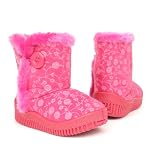 Infants Toddlers Girls Flat Baby Booties Faux Suede Fur Boots Fuchsia , 6