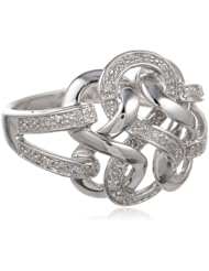 Sterling Silver Ribbon Diamond Ring (0.05 cttw, I-J Color, I2-I3 Clarity)
