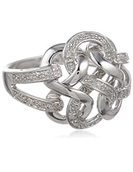 Sterling Silver Ribbon Diamond Ring (0.05 cttw, I-J Color, I2-I3 Clarity)