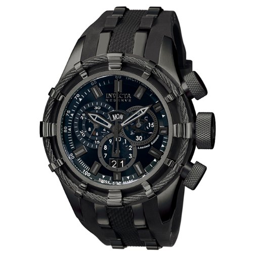 Invicta Mens 0195 Reserve Collection Bolt Chronograph Black Polyurethane Watch