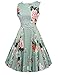 ACEVOG Women Sleeveless Swing Floral Dress For Party Cocktail Light Gray M