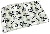 Lightweight Cream & Black Fleur De Lis Neck Scarf