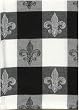 100% Cotton Fleur-de-Lis Jacquard Check Dishtowel Black 18" X 28" Set / 6