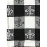 100% Cotton Fleur-de-Lis Jacquard Check Dishtowel Black 18 X 28 Set 6 by Traders and Company