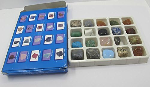 {GEMJOY}Genuine Gemstone Collection Box 20 Polished Mineral Stone Specimen gemology study gemstone collector