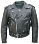Men's Black Genuine Cowhide Solid Leather Motorcycle Biker Jacket. Sizes 28 To 68