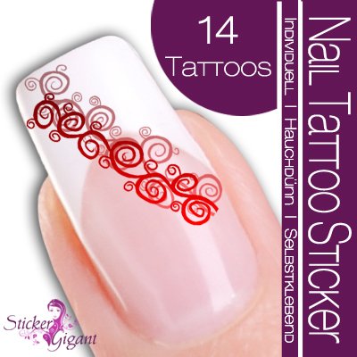 Nail Tattoo Sticker Ranke / Ornament - dunkelrot / rot Preisvergleich