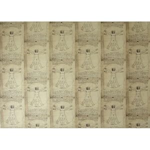 Rossi Italian Da Vinci's Vitruvian Man Paper Decoupage Gift Wrap 20 by 28 inches