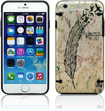 NEW Apple iPhone 6 (4.7") Feather Birds Quote Tattoo Chic Fashion Bumper Case Skin Cover Teen Matte Black Clear Transparent TPU Sides Girly Cell Phone Accessories