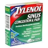 Tylenol Sinus Congestion & Pain Nighttime, Cool Burst Caplets, 24-Count (Pack of 3)