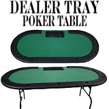 Green Felt 9 Player Dealer Poker Table With Cup Holders and Dealer Tray