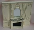 Dollhouse Miniature Artisan Handpainted Wall with Fireplace