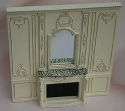 Dollhouse Miniature Artisan Handpainted Wall with Fireplace