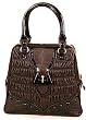 Isabella Fiore Croc Margo Satchel Purse - Brown