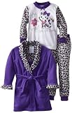 Baby Bunz Girls 2-6X Toddler Purrfect 3 Piece Robe And Pajama Set