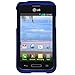 LG Optimus Fuel L34C Blue Rubberized Plastic Cover Snap On Hard Armor Gel Case