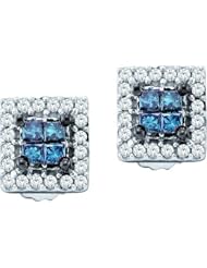 0.33CTW BLUE DIAMOND LADIES INVISIBLE EARRING