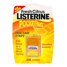 Listerine Pocket Paks Oral Care Strips, Fresh Citrus , 24 strips