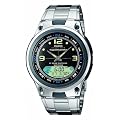 Casio CASIO Collection - Reloj anal�gico - digital unisex de cuarzo con correa de acero inoxidable plateada (luz, cron�metro, alarma) - sumergible a 50 metros