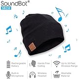 Soundbot SB210 HD Stereo Bluetooth 4.1 Wireless Smart Beanie Headset Musical Knit Headphone Speaker Hat Speakerphone Cap,built-in Mic (BLK)