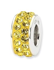 Sterling Silver Reflections Gold Double Row Swarovski Elements Bead