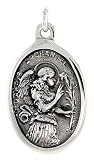 Sterling Silver St. Gabriel Archangel Medal Pendant 15/16" X 5/8" (24 mm X 16 mm).