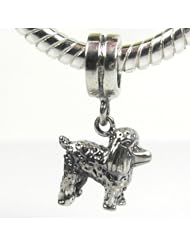 .925 Sterling Silver " Poodle Dangle " Bead Compatible with Pandora Chamilia Kay Troll Bracelet