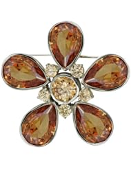 Sterling Silver Huge Champagne Color Flower Pin