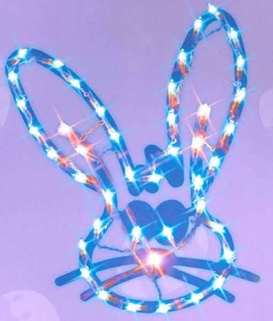 510PhEySBTL. SY450  Lighted Blue Easter Bunny Head Window Silhouette 17 Decoration