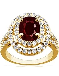 14K Yellow Gold Cushion Cut Ruby Ring With Sidestones