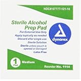 Dynarex 1114 Sterile Alcohol Prep Pad, Medium (Pack of 100)