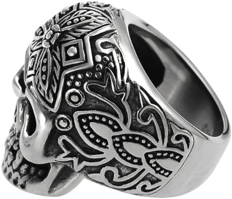 Boston Traveler Mens Stainless Steel Skull Ring Sizes 9-13