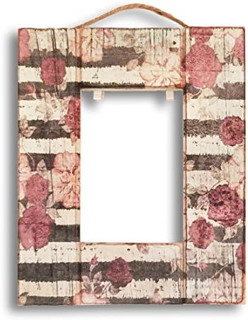 Printed Rustic Wood Frame , 4 x 6 inch Homestead Antique Picture Frame , White (Vintage Flowers)