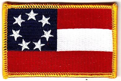 1ST CONFEDERATE FLAG wGOLD BORDER-Iron On Applique Patch, Patriotic, Civil War