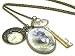 Unique Alice in Wonderland Inspired White Rabbit, Key and Clock/Watch Look Charm Necklace Antique Gold Tone ~ X-Long 30 Chain