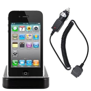 Wicked Dock – Dockingstation für Apple iPhone 4 Dock – Tischlader Cradle + extra KFZ Ladekabel 12/24V